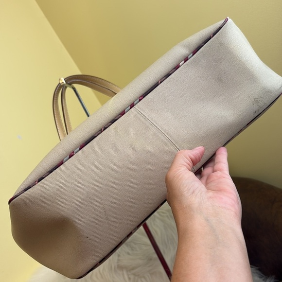 Burberry Blue Label | Beige Tan Canvas Nova Check Detail Tote Bag Handbag - Picture 17 of 17